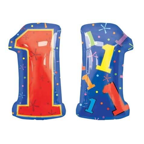 20" NUMBER 1 - MULTI-COLORED Balloon Party Supplies Decorations Foil Mylar Balloon