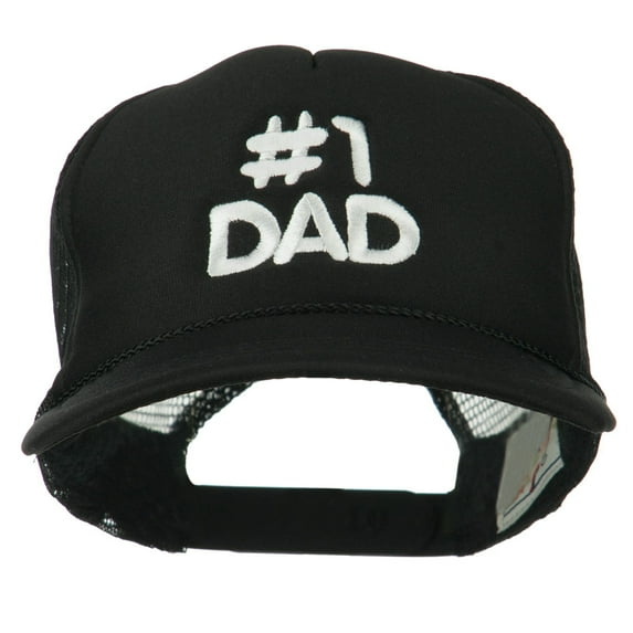 Number 1 DAD Embroidered Youth Foam Mesh Cap - Black OSFM