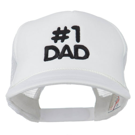 Number 1 DAD Embroidered Youth Foam Mesh Cap - White OSFM