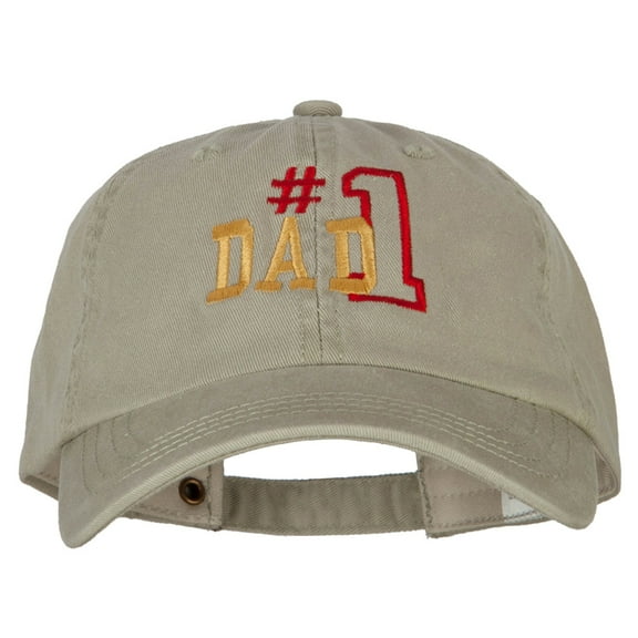 Number 1 Dad Outline Embroidered Big Size Washed Cap - Stone XL-3XL