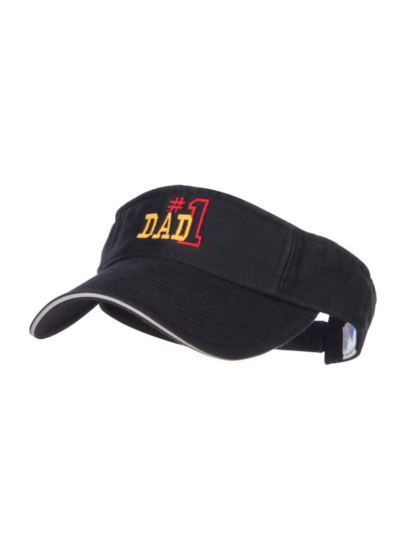 Number 1 Dad Outline Embroidered Sandwich Visor - Black Grey OSFM