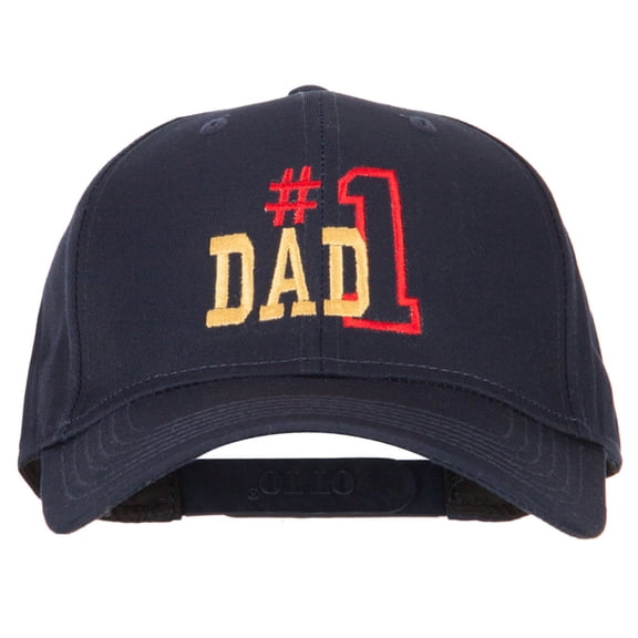Number 1 Dad Outline Words Embroidered Solid Cotton Pro Style Cap - Navy OSFM
