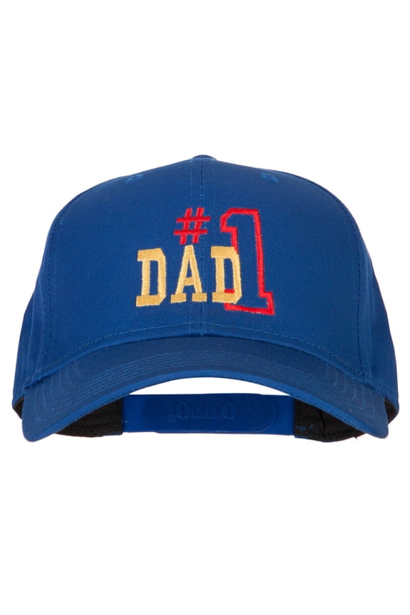 Number 1 Dad Outline Words Embroidered Solid Cotton Pro Style Cap - Royal OSFM