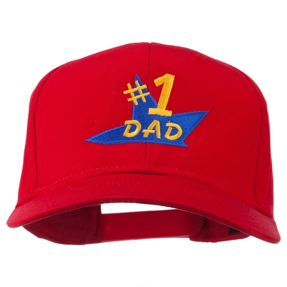 Number 1 Dad Star Embroidered Cap - Red OSFM