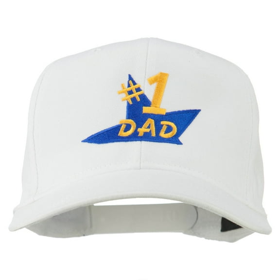 Number 1 Dad Star Embroidered Cap - White OSFM