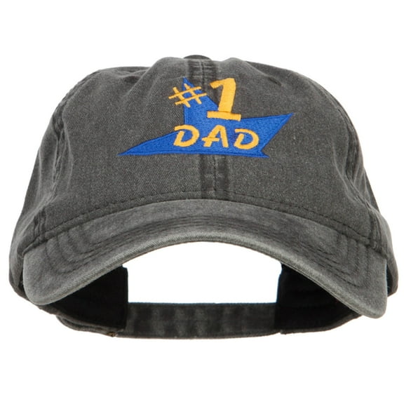 Number 1 Dad Star Embroidered Washed Cap - Black OSFM