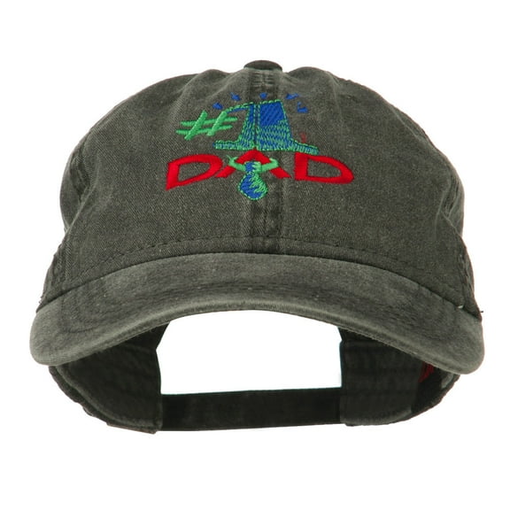 Number 1 Dad with Necktie Embroidered Washed Cap - Black OSFM