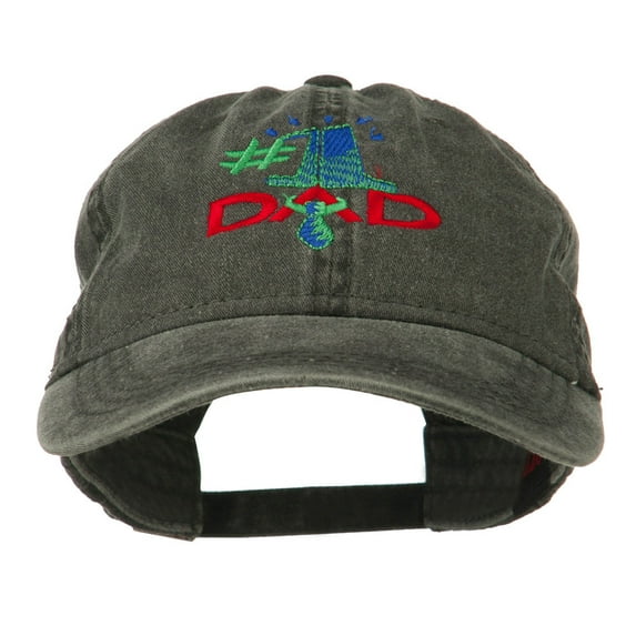 Number 1 Dad with Necktie Embroidered Washed Cap - Black OSFM