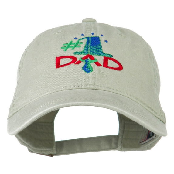 Number 1 Dad with Necktie Embroidered Washed Cap - Stone Grey OSFM