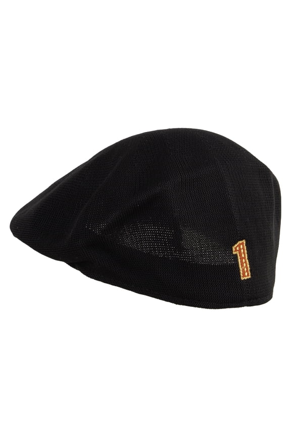 Number 1 Digit Embroidered Big Mesh Ivy Cap - Black XL-2XL