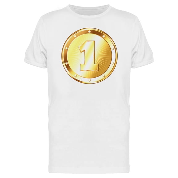 Number 1 Gold Coin T-Shirt Men -Image by Shutterstock, Male 3X-Large