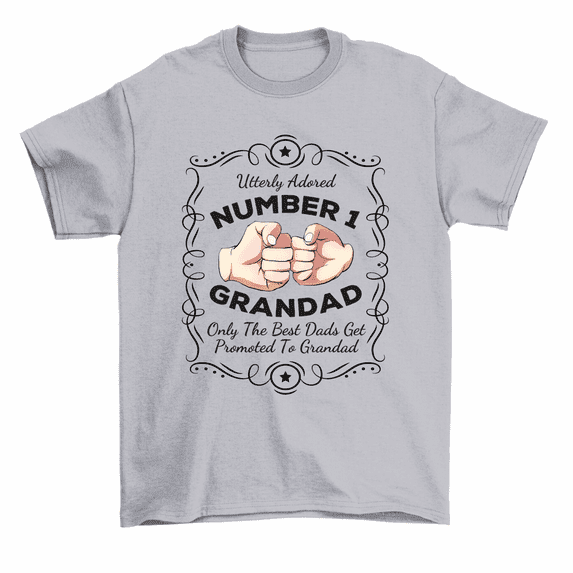 Number 1 Grandad Best Dad Promoted To Grandad T-Shirt Father's Day Men Tee