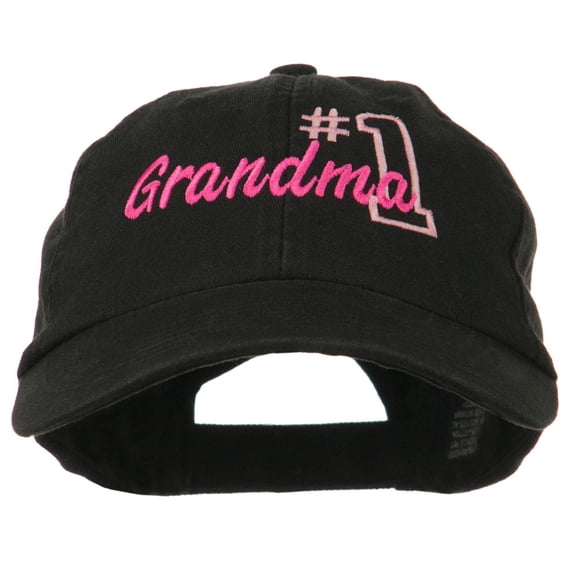 Number 1 Grandma Embroidered Cotton Cap - Black OSFM