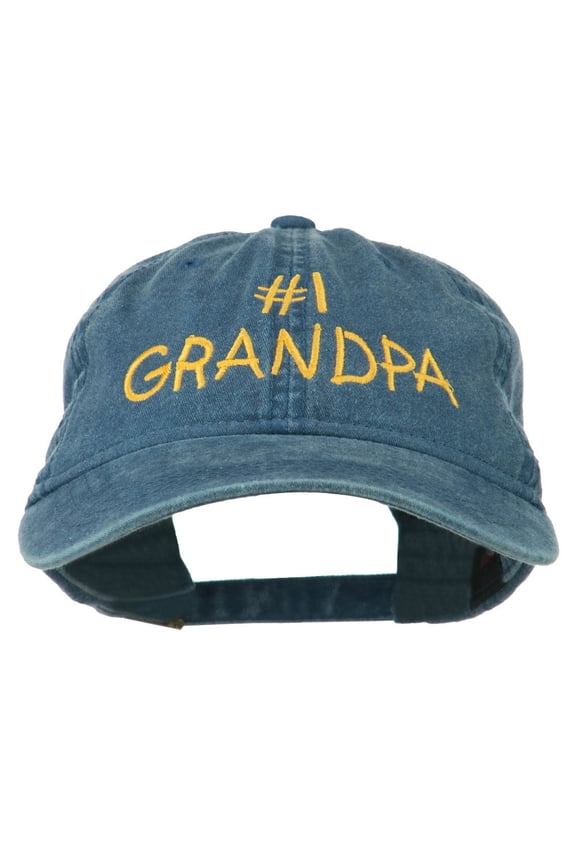 Number 1 Grandpa Letters Embroidered Washed Cotton Cap - Navy OSFM