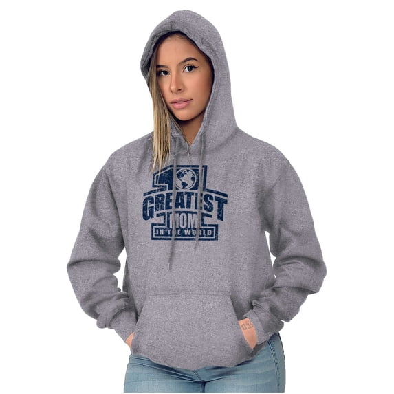 Number 1 Greatest Mom in the World Women Plus Size Graphic Pullover Hoodie Brisco Brands 2X