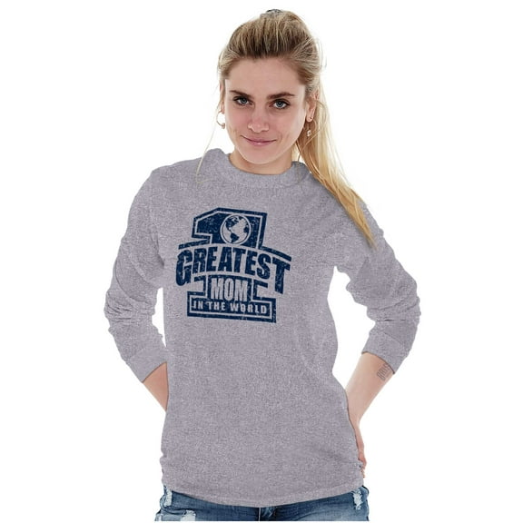 Number 1 Greatest Mom in the World Women Plus Size Long Sleeve Graphic Tee Brisco Brands 3X