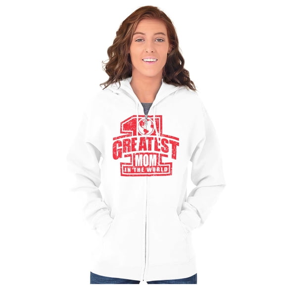 Number 1 Greatest Mom in the World Zip Hoodie Sweatshirt Women Brisco Brands X