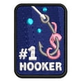 thumbnail image 1 of Number 1 Hooker Fishing Hook Bait Worm Applique Multi-Color Embroidered Hook & Loop Patch - 3.5 Inch Large, 1 of 5