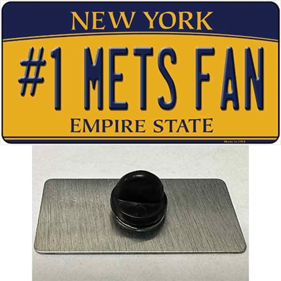 Number 1 Mets Fan Novelty Metal Hat Pin Tag 1.5" x 0.75" Hat Pin (PIN)