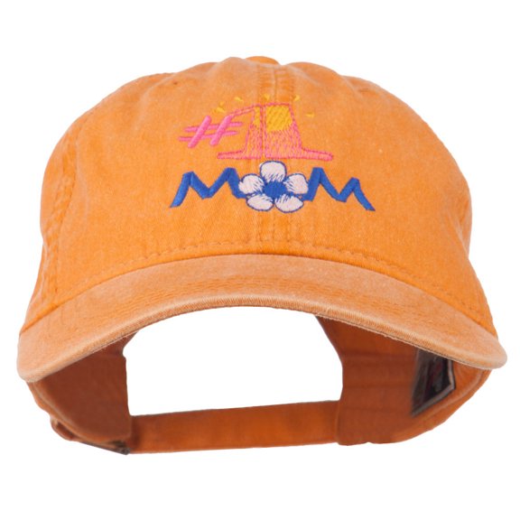 Number 1 Mom Embroidered Washed Cap - PKN Orange OSFM