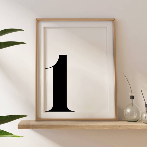 Number 1 Monogram Typography Print Number One Art Design