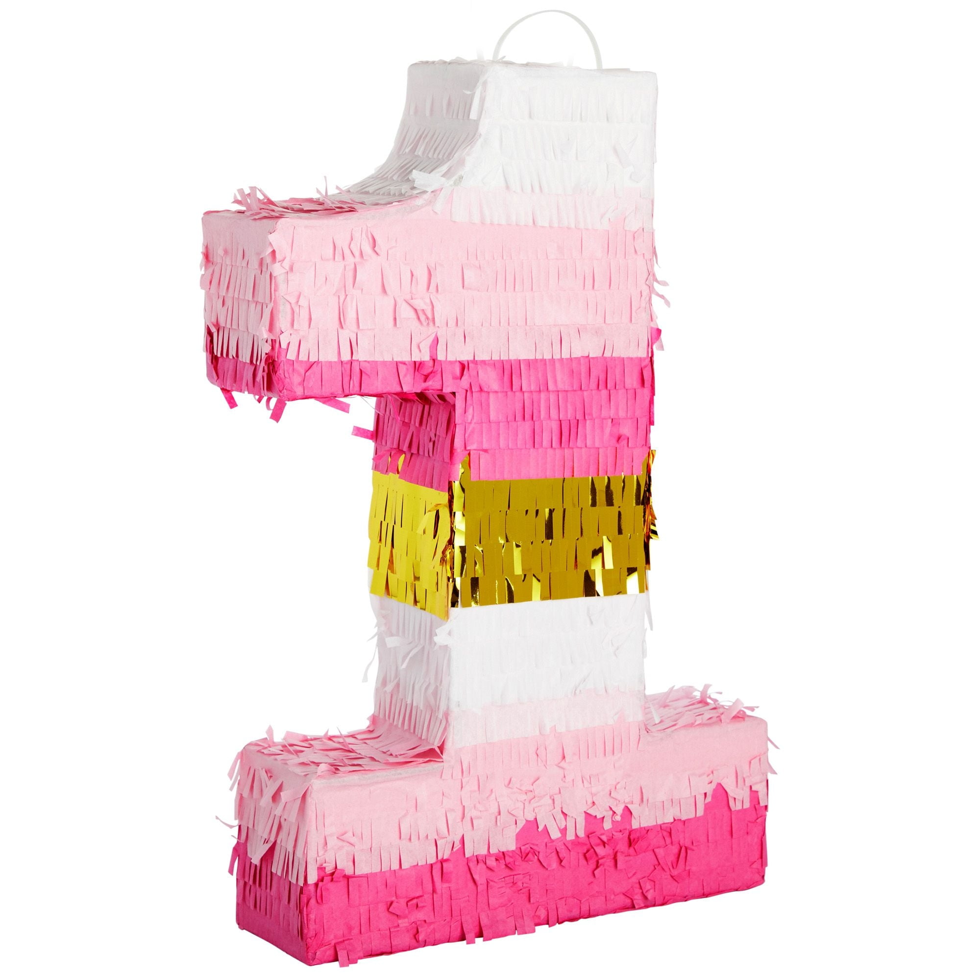 Number 1 Pinata, Pink and Gold for Girls 1st Birthday Party