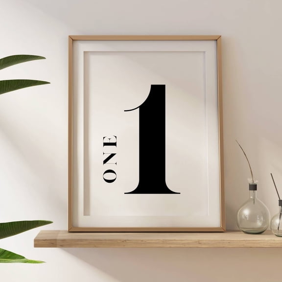 Number 1 Print Monogram One Wall Art Wedding Table Birthday Year Old
