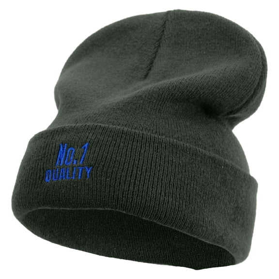 Number 1 Quality Sign Embroidered Big Size Acrylic Long Beanie - Grey XL-3XL