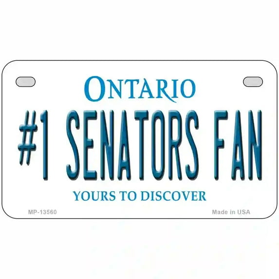 Number 1 Senators Fan Novelty Metal License Plate Tag 7" x 4" Motorcycle (MP)