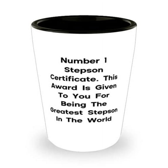 Number 1 Stepson Certificate. This Award Is Given To You For Being The Stepson Shot Glass, Brilliant Stepson Gifts, Ceramic Cup For Son