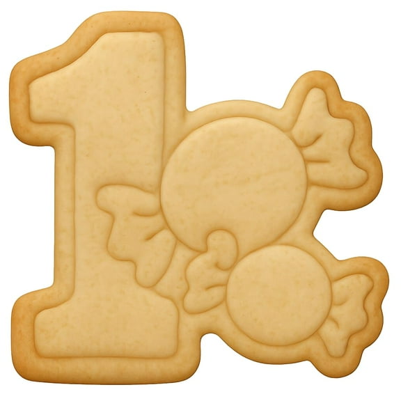 Number 1 with Candy Design Cookie Cutter & Stamp 4x3.2" for Baking & Fondant