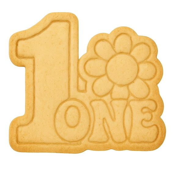 Number 1 with Retro Daisy Cookie Cutter & Stamp 4x3.2" for Baking & Fondant