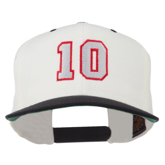 Number 10 Embroidered Classic Two Tone Snapback Cap - Natural Black OSFM