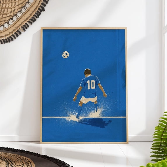 Number 10 Soccer Minimalist Football Sports Wall Art, Unframed Canvas 8x10in