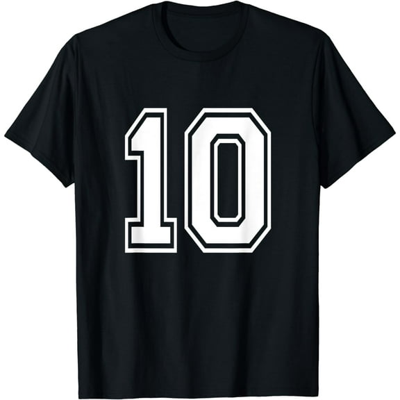 Number 10 Front + Back Varsity Sports Team 10th Birthday T-Shirt