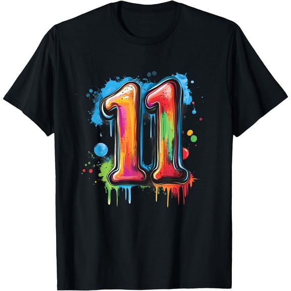 Number 11 11Th Birthday Eleven Year Old Boys Girls Graffiti T-Shirt