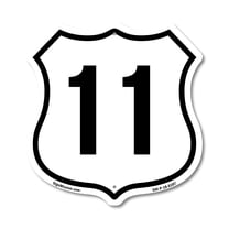Number 11 12 inch X 12 inch Shield-Shaped Rust-Free Aluminum Metal Sign Weather Resistant Made in the USA