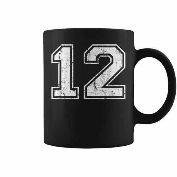 Number 12 Twelve Distressed Sports Training Practice Coffee Mugs