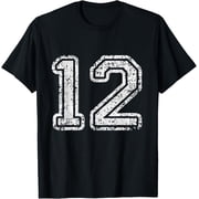 Number 12 Twelve Football Jersey Graphic T-Shirt, Men Funny Sports Fan Casual Tee