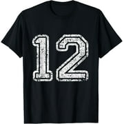 Number 12 Twelve Football Jersey Graphic T-Shirt, Men Funny Sports Fan Casual Tee