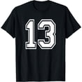 thumbnail image 1 of Number 13 Graphic Black Classic Short Sleeve T shirt for Casual Wear Unisex Tee, 1 of 6