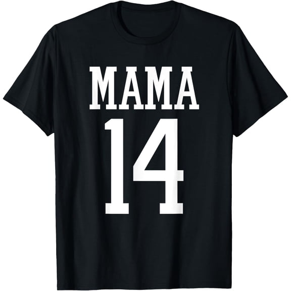 Number 14 Mama Biggest Fan Spirit Wear Football Game Day T-Shirt