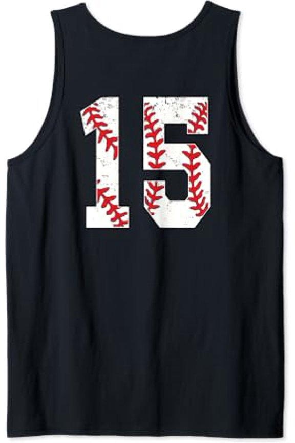 Number 15 Baseball Jersey Number 15 Print On Back Tank Top Size S-3XL