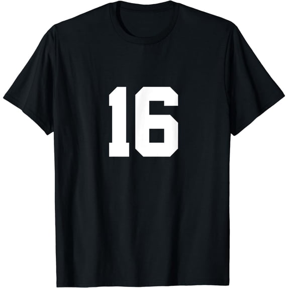Number 16 Front & Back Numbers Sports Team Jersey Birthday T-Shirt ...