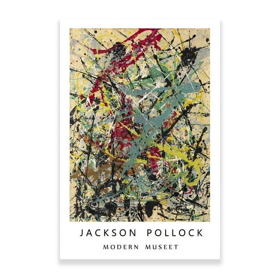 Number 16 by Jackson Pollock Poster-Jackson Pollock Canvas-Abstract Art Prints-Modern Wall Art Cool Wall Decor for Classroom Kitchen Bedroom Room Aesthetics Decoration