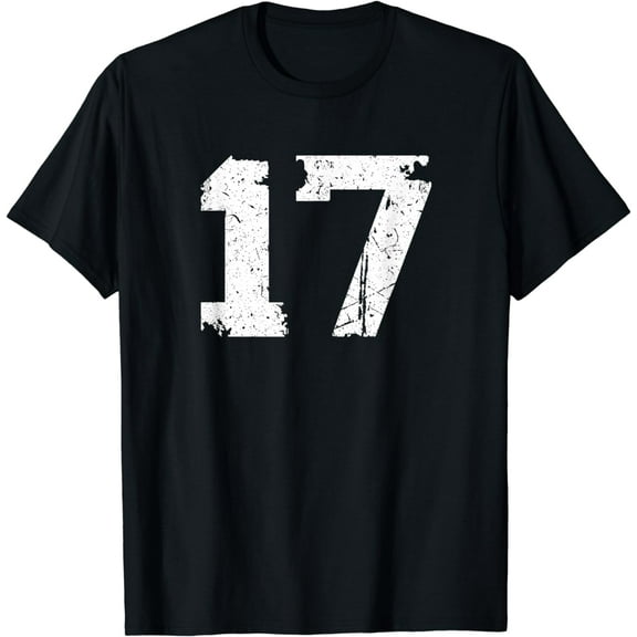 Number #17 Sports Jersey Vintage Torn White Lucky Number T-Shirt