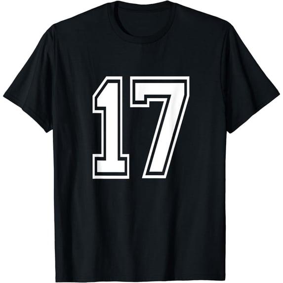 Number 17 T-Shirt Birthday Varsity Sports Team Jersey