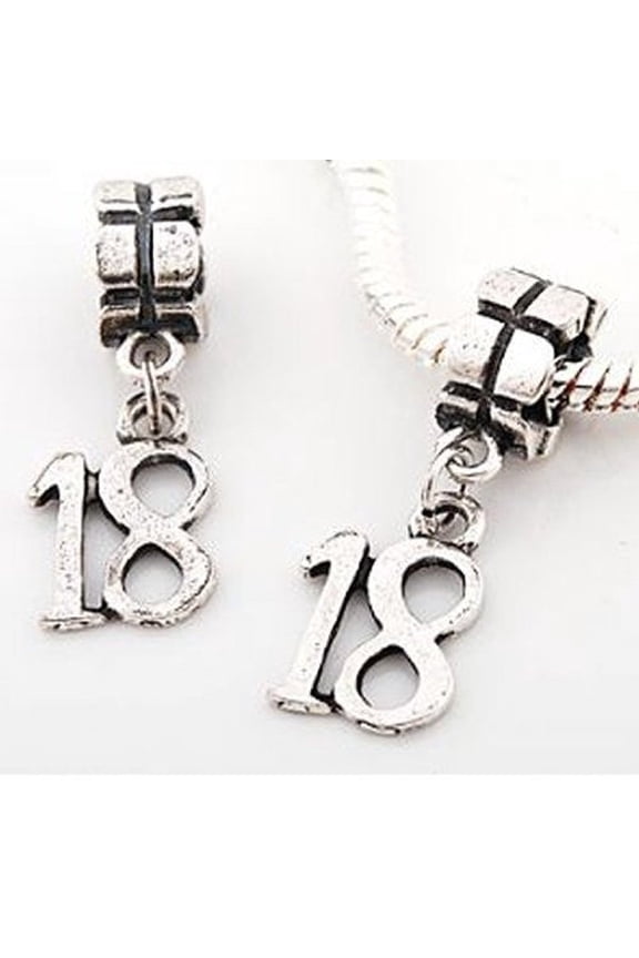 Number 18 Dangle Charms From For Snake Chain charm Bracelets