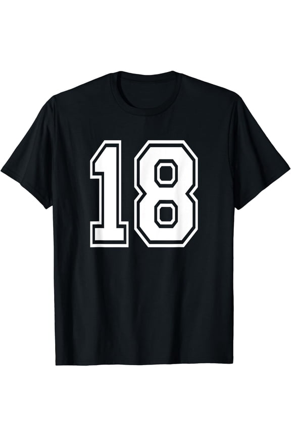 Number 18 T-Shirt Birthday Varsity Sports Team Jersey