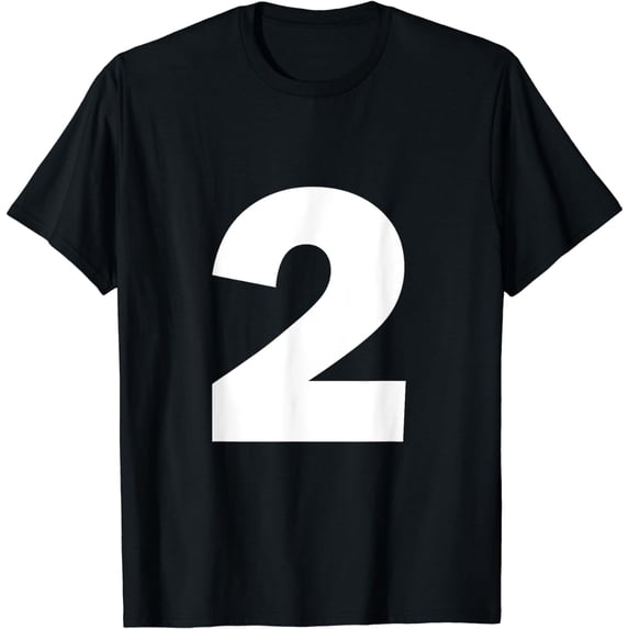 Number 2 Big Bold White Numeral Group T-Shirt
